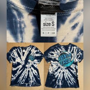 blue/white tie dye santa cruz t-shirt